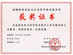 国网陕西省电力公司科学技术进步奖-获奖证书
